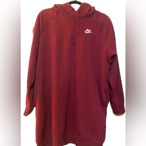 Nike Essential Hooded Sweatshirt Dress Burgundy, S